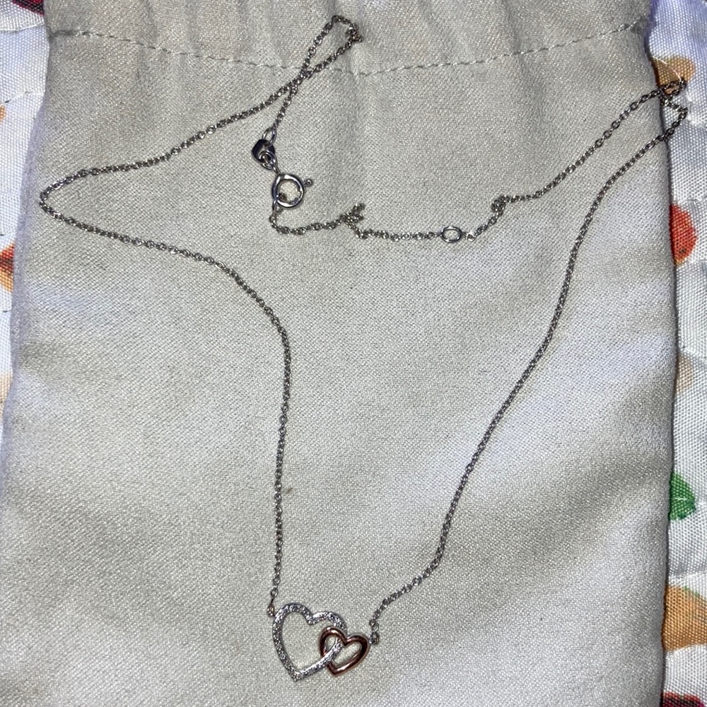 Zales double heart necklace